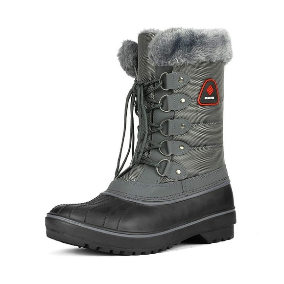 Dream Pairs Shoes - Women's Dream Paris Faux Fur-lined Waterproof Winter Snowboots Gray/Black SZ 7